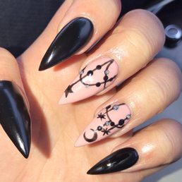 Stiletto acrylics with gel polish