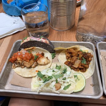 Bartaco - Left to right lobster -cauliflower -rock shrimp -chicken pastor - Tacos Near Me - Raleigh, North Carolina Bartaco - Left to right lobster -cauliflower -rock shrimp -chicken pastor - Tacos Near Me - Raleigh, North Carolina