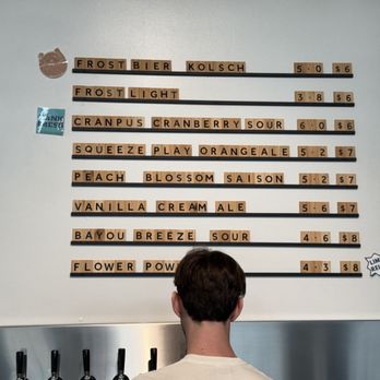 Frost Town Brewing - Oh lord. Even with photo of the menu, I still can't read it. - Brewpubs Near Me - Houston, Texas