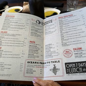 Tramonti - Menu - Italian Near Me - Santa Cruz, California