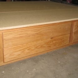 Frank's Waterbed Service - 14" 4  drawer oak pedestal, storage under your regular bed or waterbed.