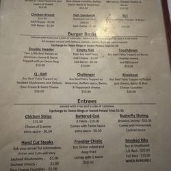 Frontier Bar & Grill - Menu