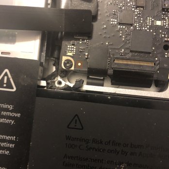 Tech Shield Computer Repair - Broken battery found in Mac. After getting my Mac back. Not the part I gave him the laptop with - IT Services & Computer Repair Near Me - Chicago, Illinois