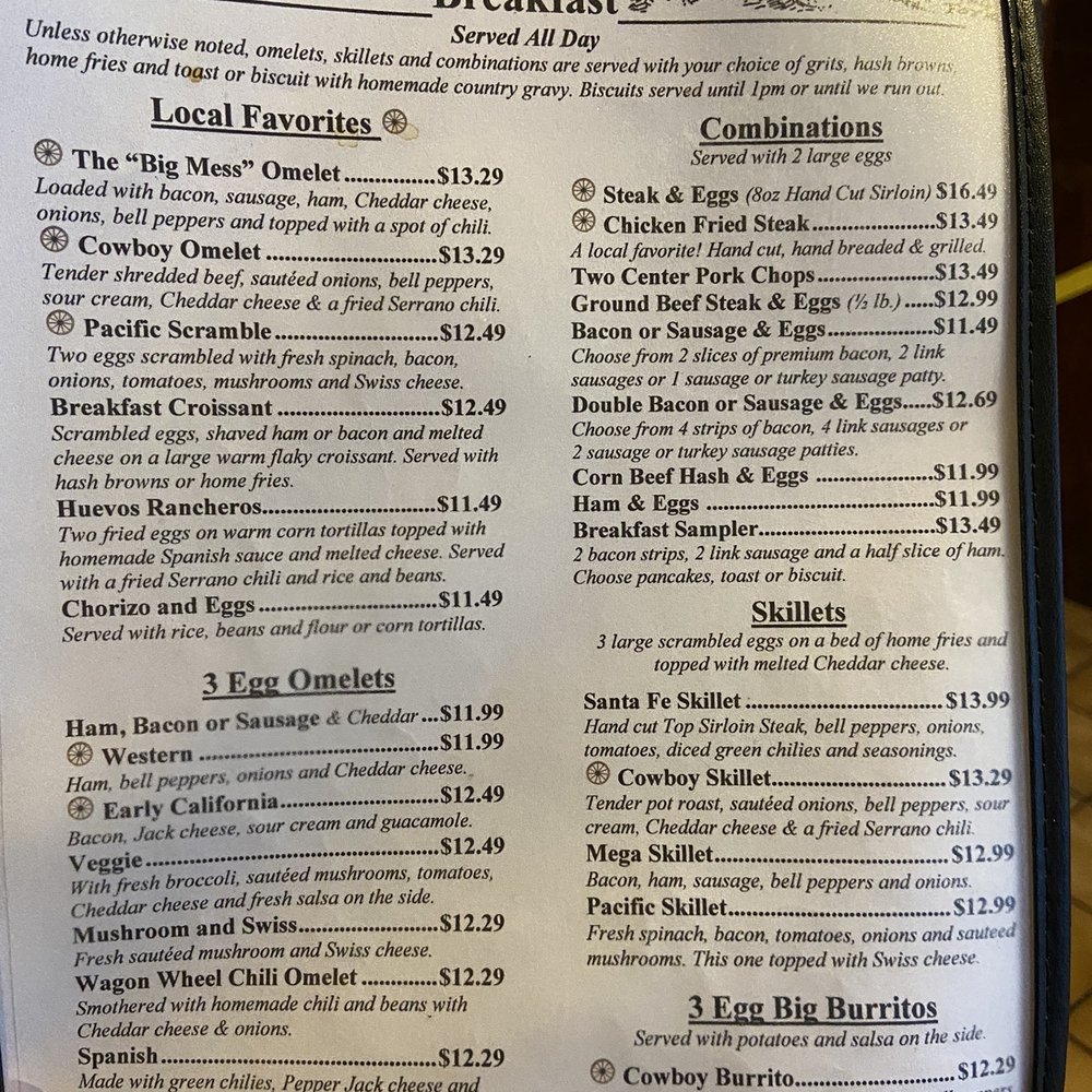 Wagon Wheel Restaurant - Breakfast menu on 11/19/21 - American Near Me - Needles, California Wagon Wheel Restaurant - Breakfast menu on 11/19/21 - American Near Me - Needles, California