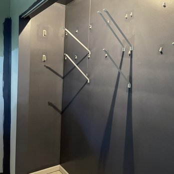 Angel's Painting Services - Painting over the terrible green with a beautiful deep grey-purple. - Painters Near Me