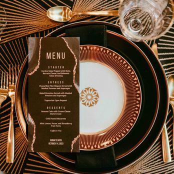 Moonbash Events - plate setting and menu - Party & Event Planning Near Me Moonbash Events - plate setting and menu - Party & Event Planning Near Me