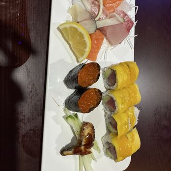Kira sushi - Various sashimi and salmon, tuna, avocado, mango roll - Sushi Bars Near Me - Ronkonkoma, New York Kira sushi - Various sashimi and salmon, tuna, avocado, mango roll - Sushi Bars Near Me - Ronkonkoma, New York
