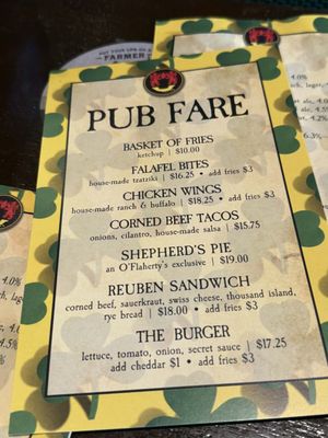 Menu photo 1 O'Flaherty's Irish Pub San Jose, CA Menu photo 1 O'Flaherty's Irish Pub San Jose, CA