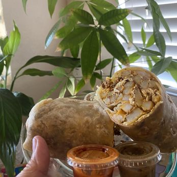 Santiagos Taco Shop - Chorizo egg, French fry, cheese breakfast burrito - Tacos Near Me - Banning, California