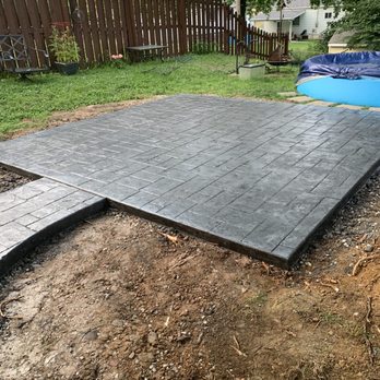 BTS Outdoor Solutions & More - Patio completely finished, stamped using smoke coloring - Masonry/Concrete Near Me