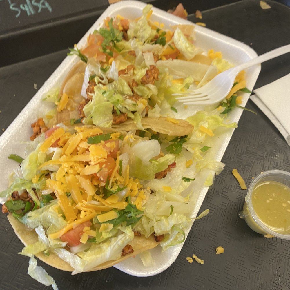 Los Escaleras Taco Shop - 2 fried chicken tacos - Mexican Near Me - Orange, California Los Escaleras Taco Shop - 2 fried chicken tacos - Mexican Near Me - Orange, California