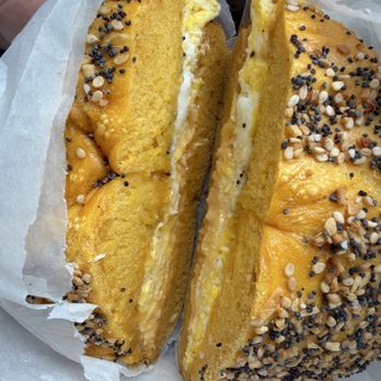The Bagel House - Egg Everything bagel with egg and cheese - Bagels Near Me - Lodi, New Jersey The Bagel House - Egg Everything bagel with egg and cheese - Bagels Near Me - Lodi, New Jersey