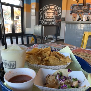 Rusty Taco - Baja Shrimp Taco, Chips w/ Homemade Salsa, the Good Stuff (Margarita). A friendly atmosphere, and a friendly staff! Very good! - Tex-Mex Near Me - Fort Worth, Texas Rusty Taco - Baja Shrimp Taco, Chips w/ Homemade Salsa, the Good Stuff (Margarita). A friendly atmosphere, and a friendly staff! Very good! - Tex-Mex Near Me - Fort Worth, Texas