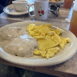 The Butternut Cafe - Biscuits and gravy with scrambled eggs
