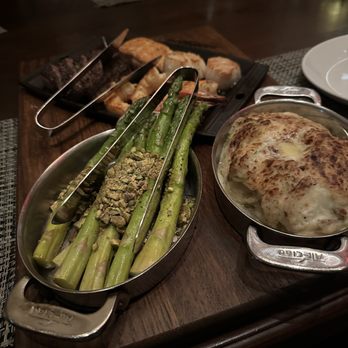 Del Frisco's Double Eagle Steak House - 8 oz NY Strip, scallops, jumbo shrimp, asparagus & mashed potatoes - Bars Near Me - Orlando, Florida Del Frisco's Double Eagle Steak House - 8 oz NY Strip, scallops, jumbo shrimp, asparagus & mashed potatoes - Bars Near Me - Orlando, Florida