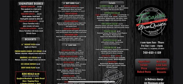 Menu photo 8 Tuscano's & Brewquinta La Quinta, CA Menu photo 8 Tuscano's & Brewquinta La Quinta, CA