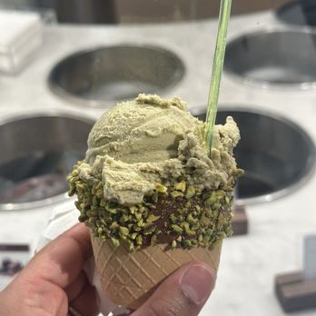 Gelato By Patrizia - Pistachio gelato in a waffle cup - Gelato Near Me - San Jose, California Gelato By Patrizia - Pistachio gelato in a waffle cup - Gelato Near Me - San Jose, California