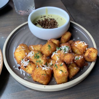 WHINO - Cheesy Polenta Tempertots and Oaxaca Fundido w/Chorizo - Tapas/Small Plates Near Me - Arlington, Virginia