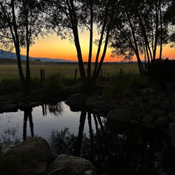 Mountain View Motel & Rv Park - Pond at the back of the property with the sun setting in the background.