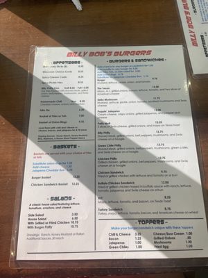 Menu photo 1 Billy Bob's Burgers Bar & Grill Waco, TX Menu photo 1 Billy Bob's Burgers Bar & Grill Waco, TX