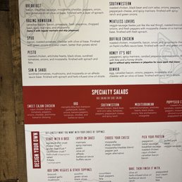 Menu on the wall Menu on the wall
