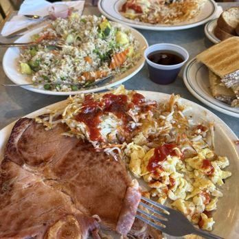 Bosco's Diner - Steak ham with stack of pancakes - American Near Me - Victorville, California