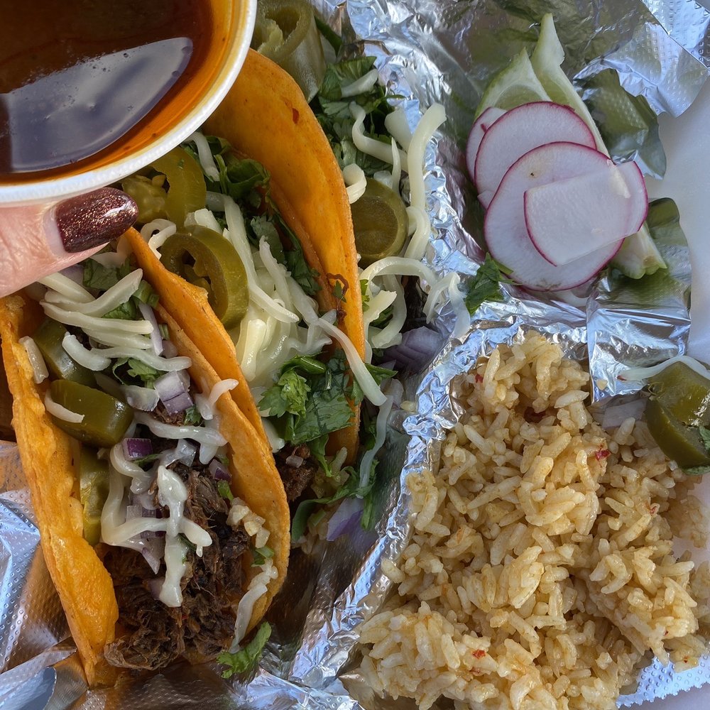 Birria1983 - Three birria tacos with side of rice. - Mexican Near Me - Orlando, Florida Birria1983 - Three birria tacos with side of rice. - Mexican Near Me - Orlando, Florida