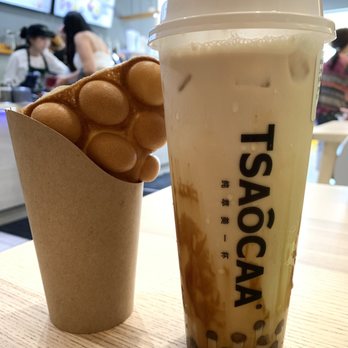 Tsaocaa - HK-Style Eggette & Caramel Bubble Milk Black Tea w. Dark Brown Sugar - Ice Cream & Frozen Yogurt Near Me - Indianapolis, Indiana Tsaocaa - HK-Style Eggette & Caramel Bubble Milk Black Tea w. Dark Brown Sugar - Ice Cream & Frozen Yogurt Near Me - Indianapolis, Indiana