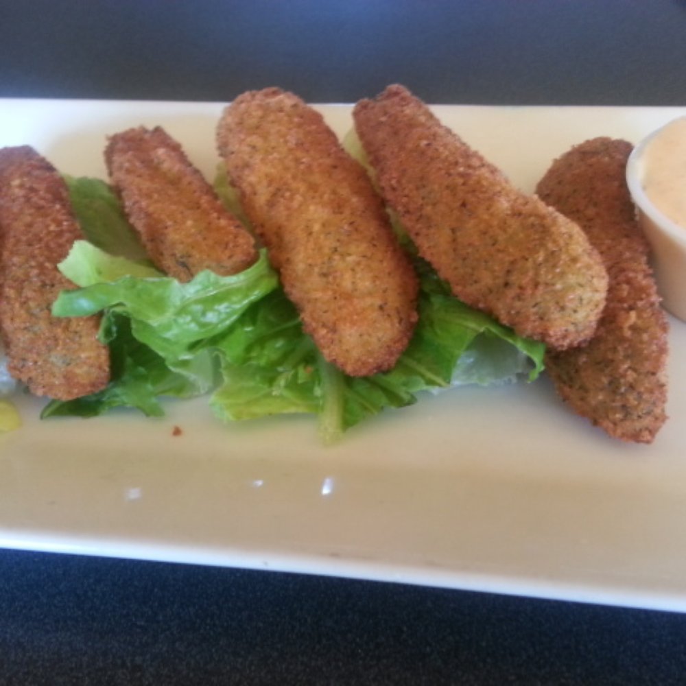 Island Breeze - Deep fried pickle spears served w/ a cajun aioli - Seafood Near Me - Cherry Grove, New York Island Breeze - Deep fried pickle spears served w/ a cajun aioli - Seafood Near Me - Cherry Grove, New York
