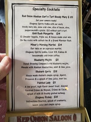 Menu photo 2 Red Onion Saloon Skagway, AK