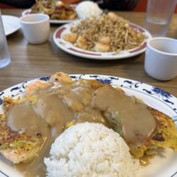 Chin's Cafe - I know it looks gloppy it it was shrimp egg foo young and shrimp fried rice. All good