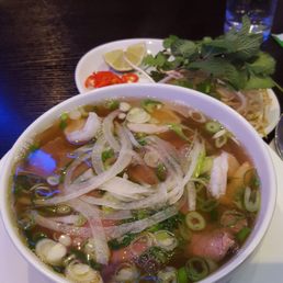 Pho dac biet (€11), comes with beef, chicken, and shrimp