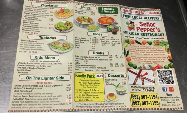 Menu photo 4 Senor Pepper's Whittier, CA