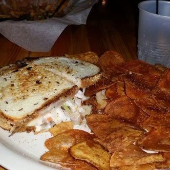 Cabana Sam's Sunset Bay Grill - Grouper reuben and sad, overcooked chips. :-( - American Near Me - Irving, New York