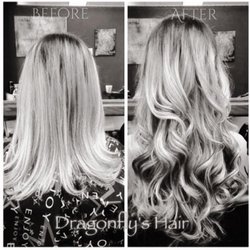 Dragonfly's Hair - Hair extensions before and after