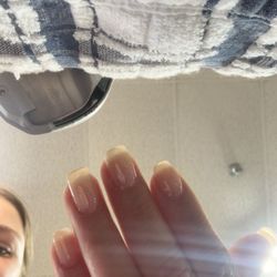Opal Nails - These are my natural nails after the pink builder gel before doing the yellow french so healthy