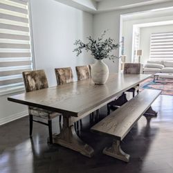 Millbank Family Furniture - Custom solid oak dining table and bench by Millbank Family Furniture