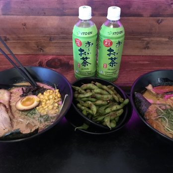 Ito Ramen - Tonkotsu Ramen, Spicy Garlic Edamame, Spicy Tonkotsu Ramen and Green tea bottles. - Ramen Near Me - San Antonio, Texas Ito Ramen - Tonkotsu Ramen, Spicy Garlic Edamame, Spicy Tonkotsu Ramen and Green tea bottles. - Ramen Near Me - San Antonio, Texas