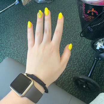 Tc Nails and Spa - Yellow dip with black design by artist. So happy with how they turned out. - Nail Salons Near Me - Fitchburg, Wisconsin Tc Nails and Spa - Yellow dip with black design by artist. So happy with how they turned out. - Nail Salons Near Me - Fitchburg, Wisconsin