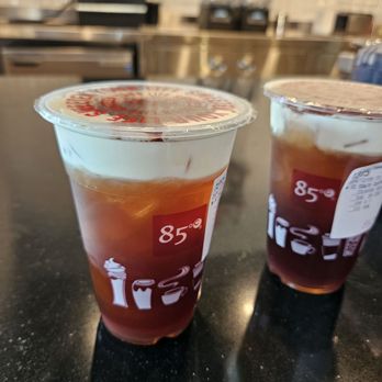 85°C Bakery Cafe-Oceanside - Iced sea salt coffee prior to it being shaken - Bakeries Near Me - Oceanside, California