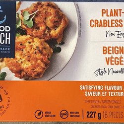 Safeway - Vegan crab cakes - quite a good product, convincing crab flavour and texture. One of many new vegan convenience foods offered.