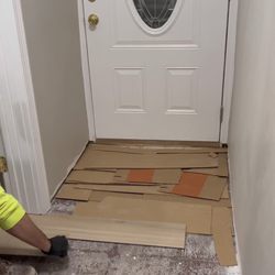 Car-Leo Floor Covering - AWFUL WORK!!!  New LVP was installed on entire first floor without prep. subfloor (cardboard used) causing sinking, cracking and buckling