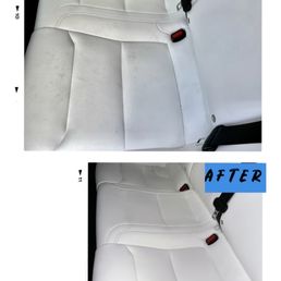 Model S rear seat before and after