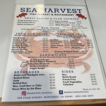 Sea Harvest - Menu - Seafood Near Me - Monterey, California Sea Harvest - Menu - Seafood Near Me - Monterey, California