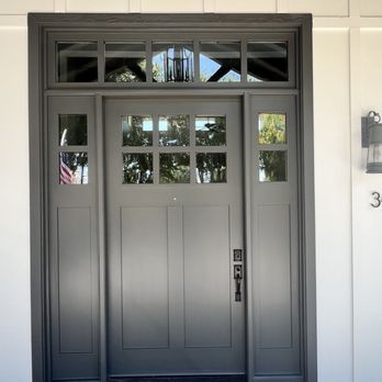 B&K Painting - The front door and white siding were painted perfectly. They are located right under the brown over hang. - Painters Near Me B&K Painting - The front door and white siding were painted perfectly. They are located right under the brown over hang. - Painters Near Me