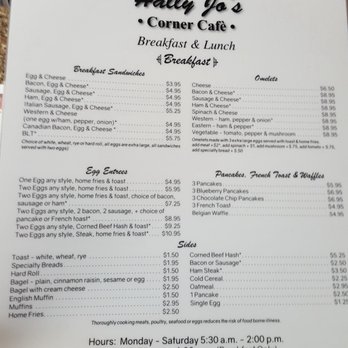 Hally Jo's Corner Cafe - Menu - Breakfast & Brunch Near Me - Deep River, Connecticut