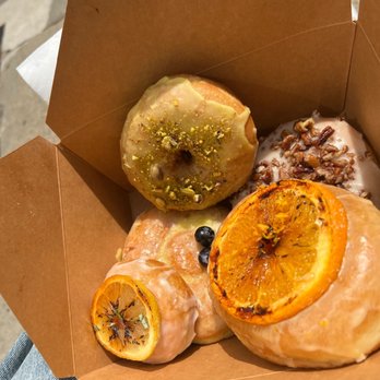 Cloudy Donut - Rosemary lemon, orange cream, pistachio, berry olive oil, maple pecan - Donuts Near Me - Brooklyn, New York