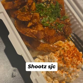 Shootz - Mixed katsu and shrimp with rice and side of mac - Asian Fusion Near Me - San Juan Capistrano, California Shootz - Mixed katsu and shrimp with rice and side of mac - Asian Fusion Near Me - San Juan Capistrano, California