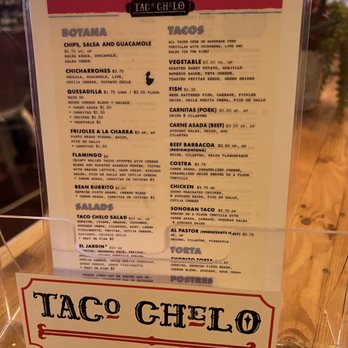 Taco Chelo - Menu 6/24/22 - Tacos Near Me - Phoenix, Arizona