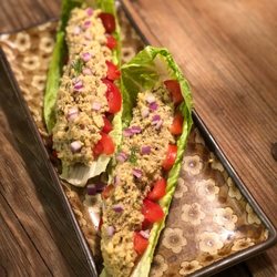 Hippea Camper - The Hippea Chickpea as a Boat chickpea salad, tomato, avocado, lettuce